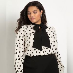 ELOQUII | Heart Tie Neck Blouse | Plus Size 18 | NWT